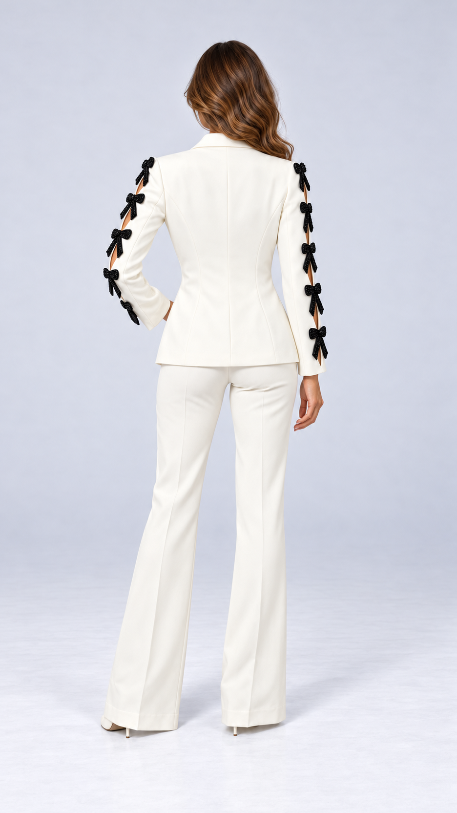 Ariadne Bow-Sleeve Suit — Gallery model back