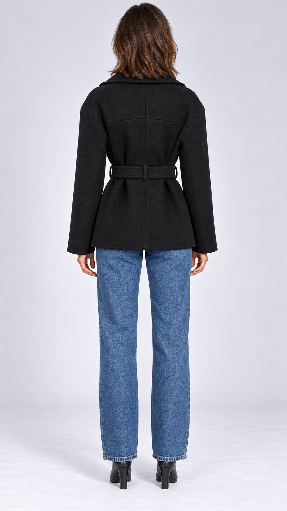 Honora Wide-Lapel Coat — Gallery model back