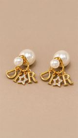 Delia Pearl Letter Earrings