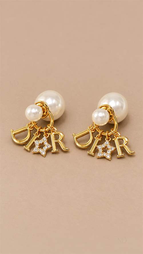 Delia Pearl Letter Earrings — Gallery product only