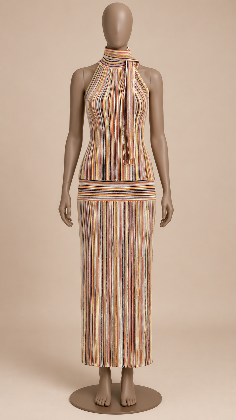 Ludivine Halter Skirt Set — Ginger yellow mannequin front