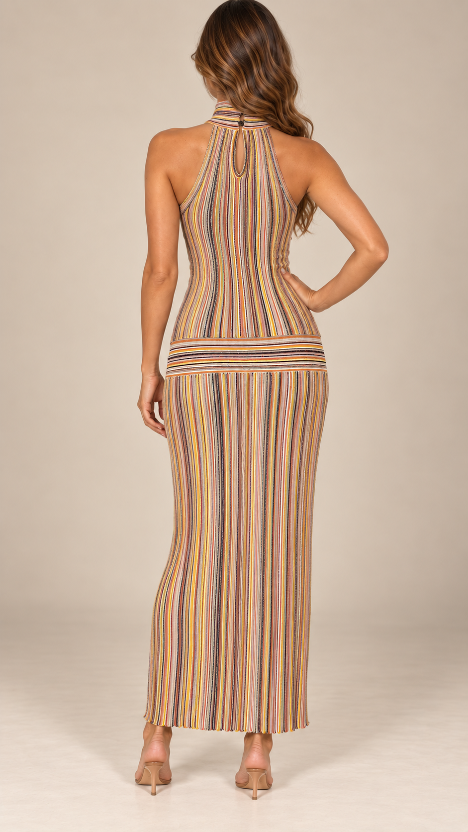 Ludivine Halter Skirt Set — Ginger yellow model back