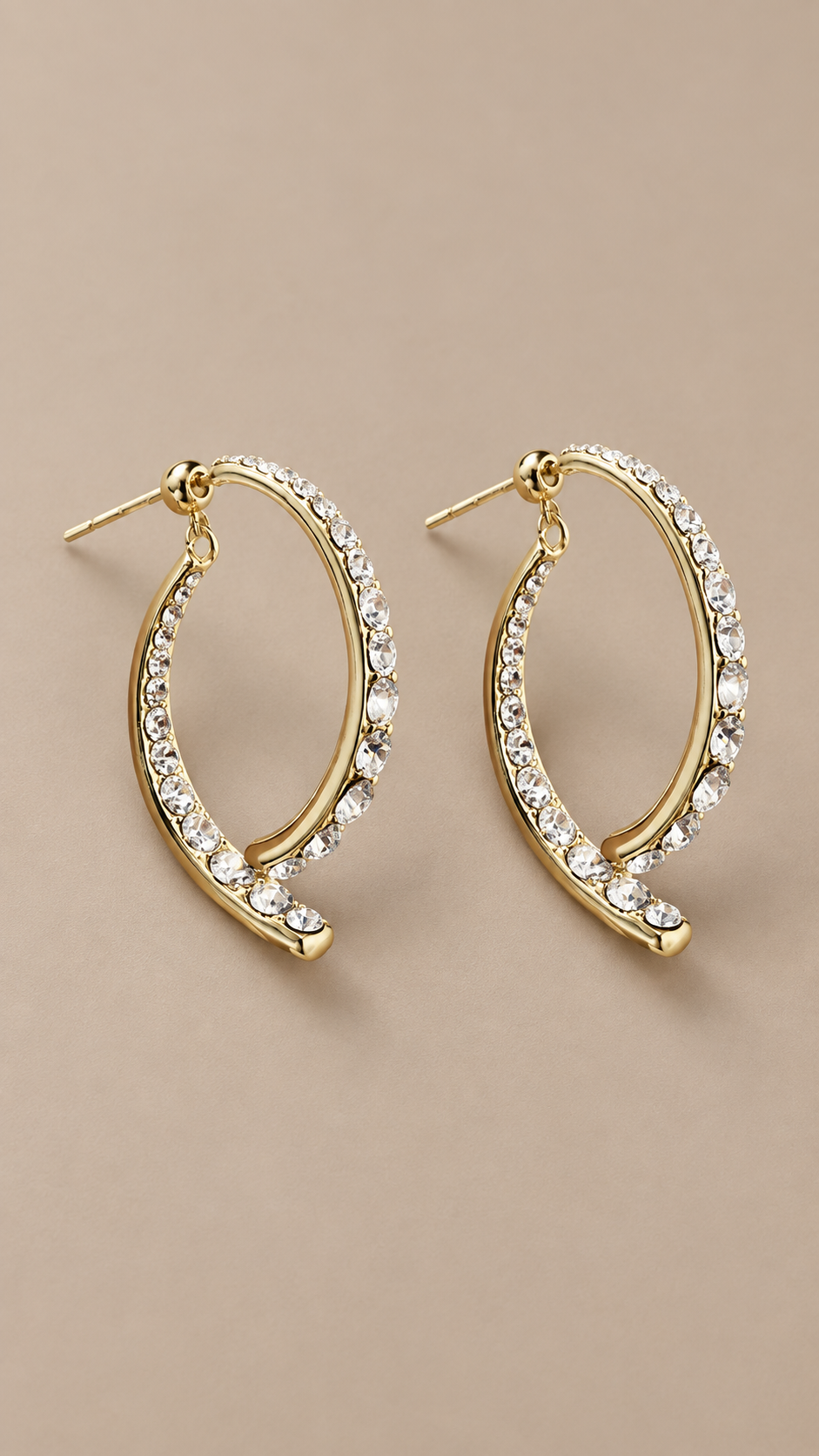 Noemi Pave Crossover Hoops — Gold Crystal product only