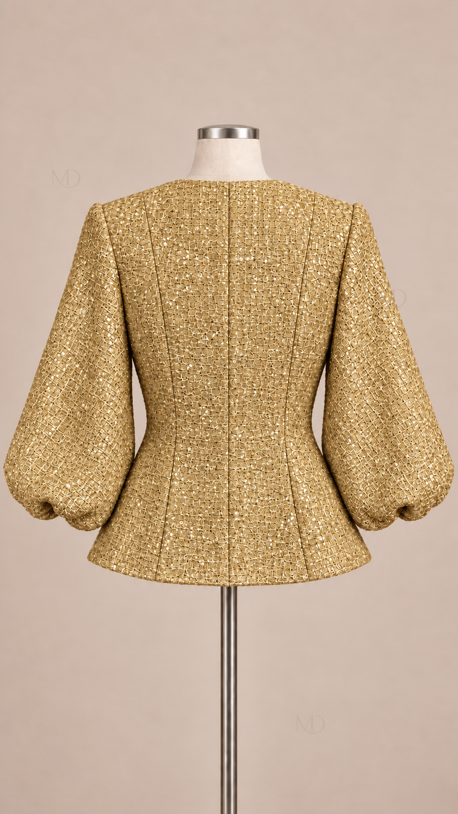 Colette Sequin Tweed Jacket — Gold mannequin back