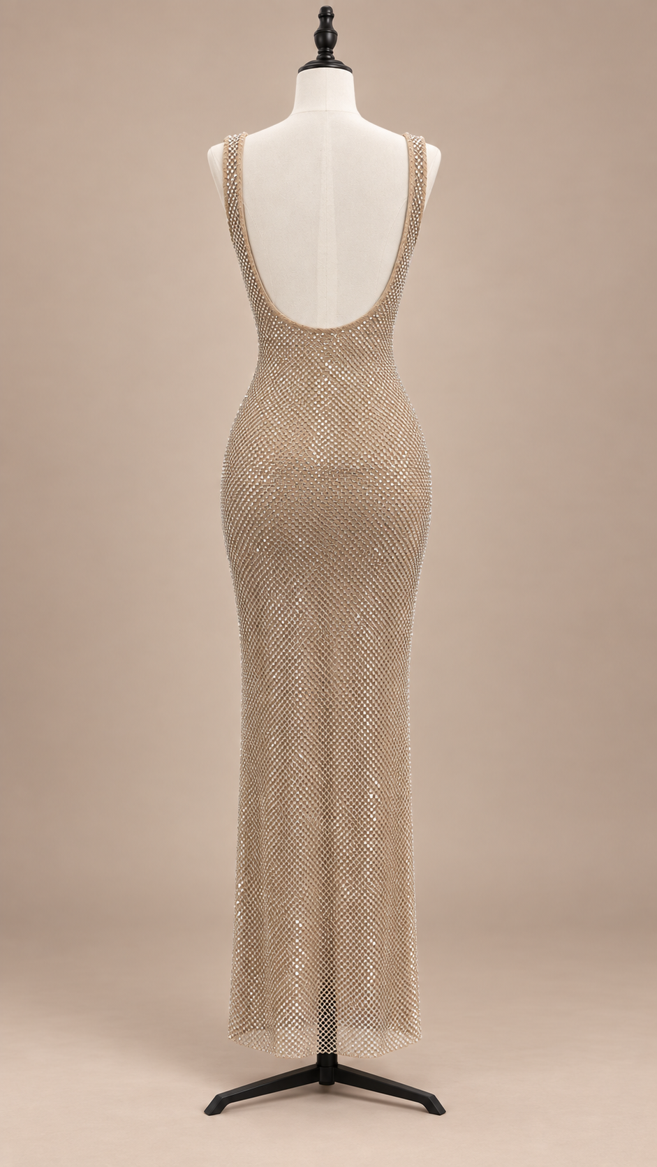 Lenore Rhinestone Maxi — Gold mannequin back