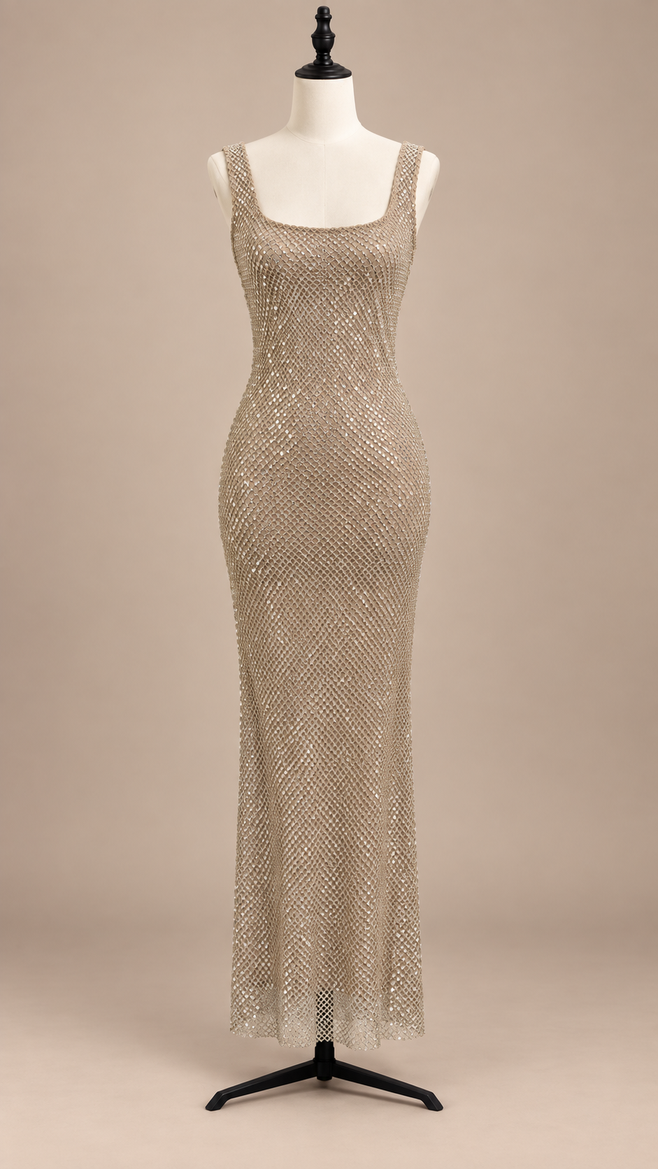 Lenore Rhinestone Maxi — Gold mannequin front
