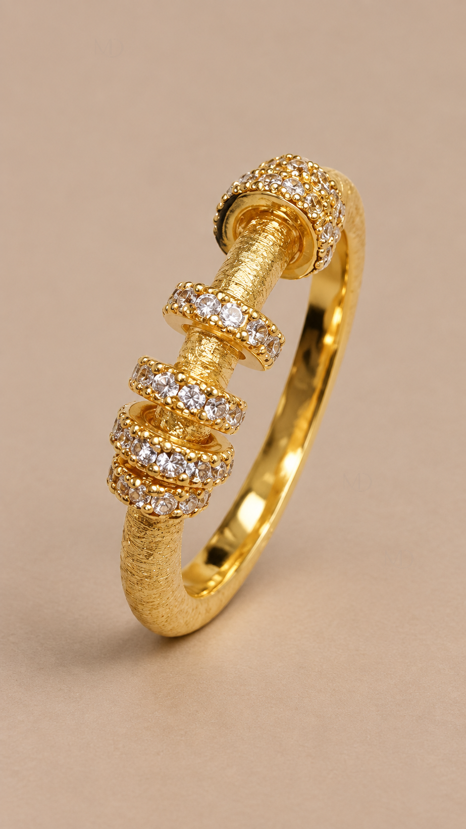 Aurelia Brushed Crystal Ring — Gold product only
