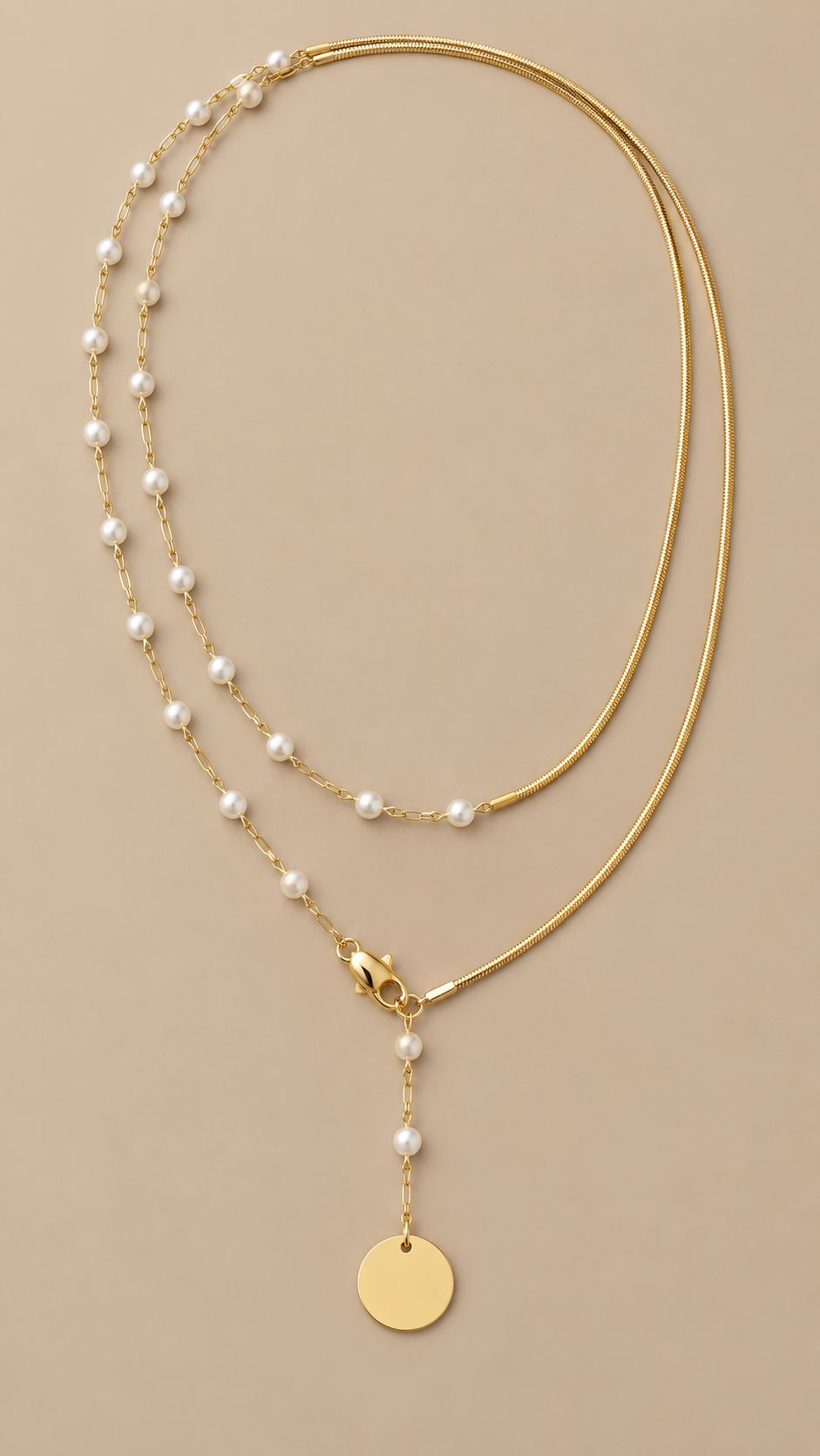 Maribel Pearl-Lariat Necklace — Gold product only