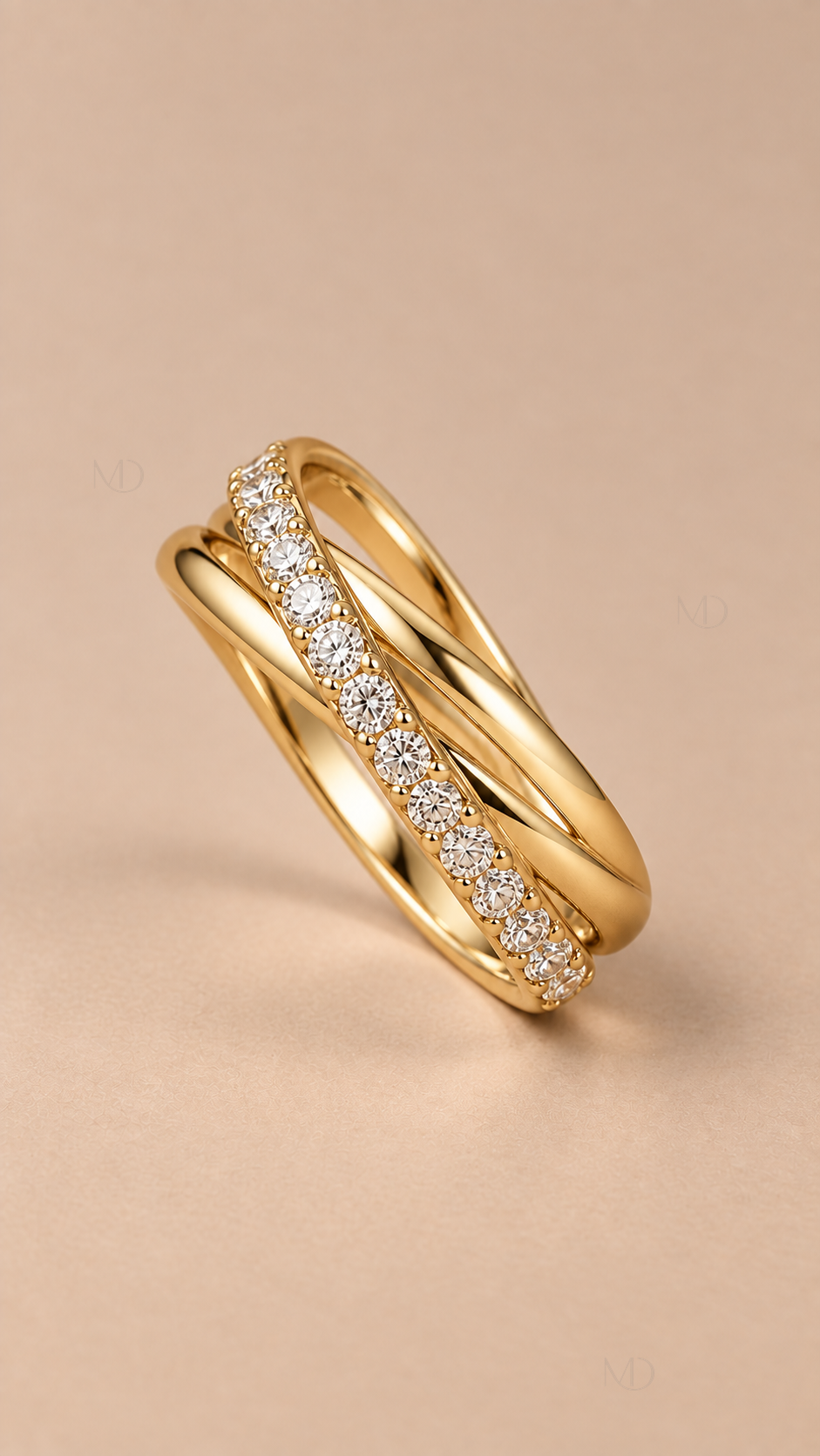 Nova Triple Band Crystal Ring — Gold product only