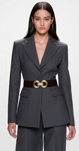 Gold Round Buckle Elastic Belt