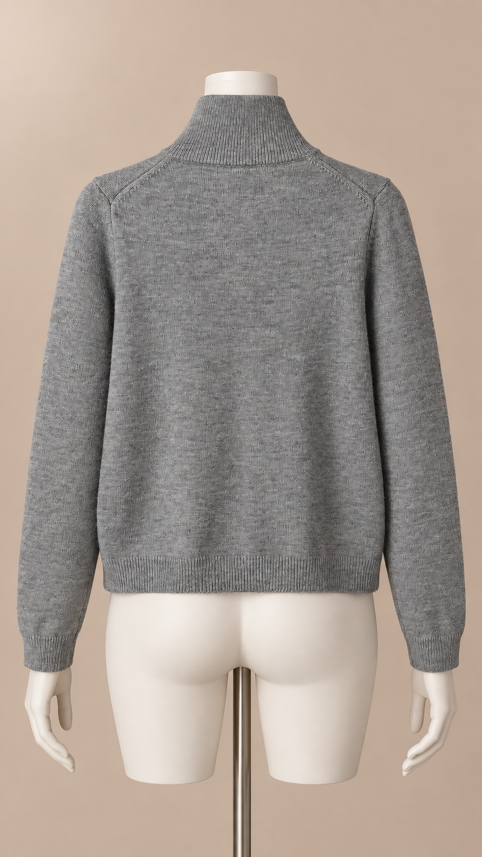 Elsie Zip Knit Cardigan — Gray mannequin back