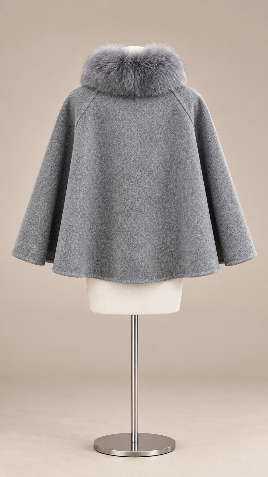 Colette Cape Coat — Gray mannequin back