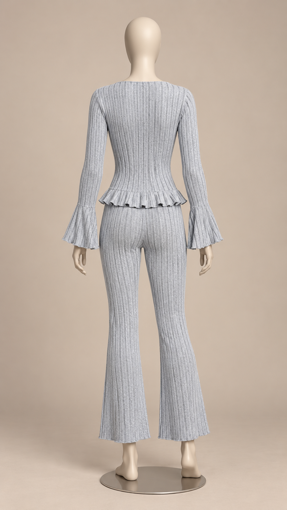 Pascaline Bell-Sleeve Set — Gray mannequin back