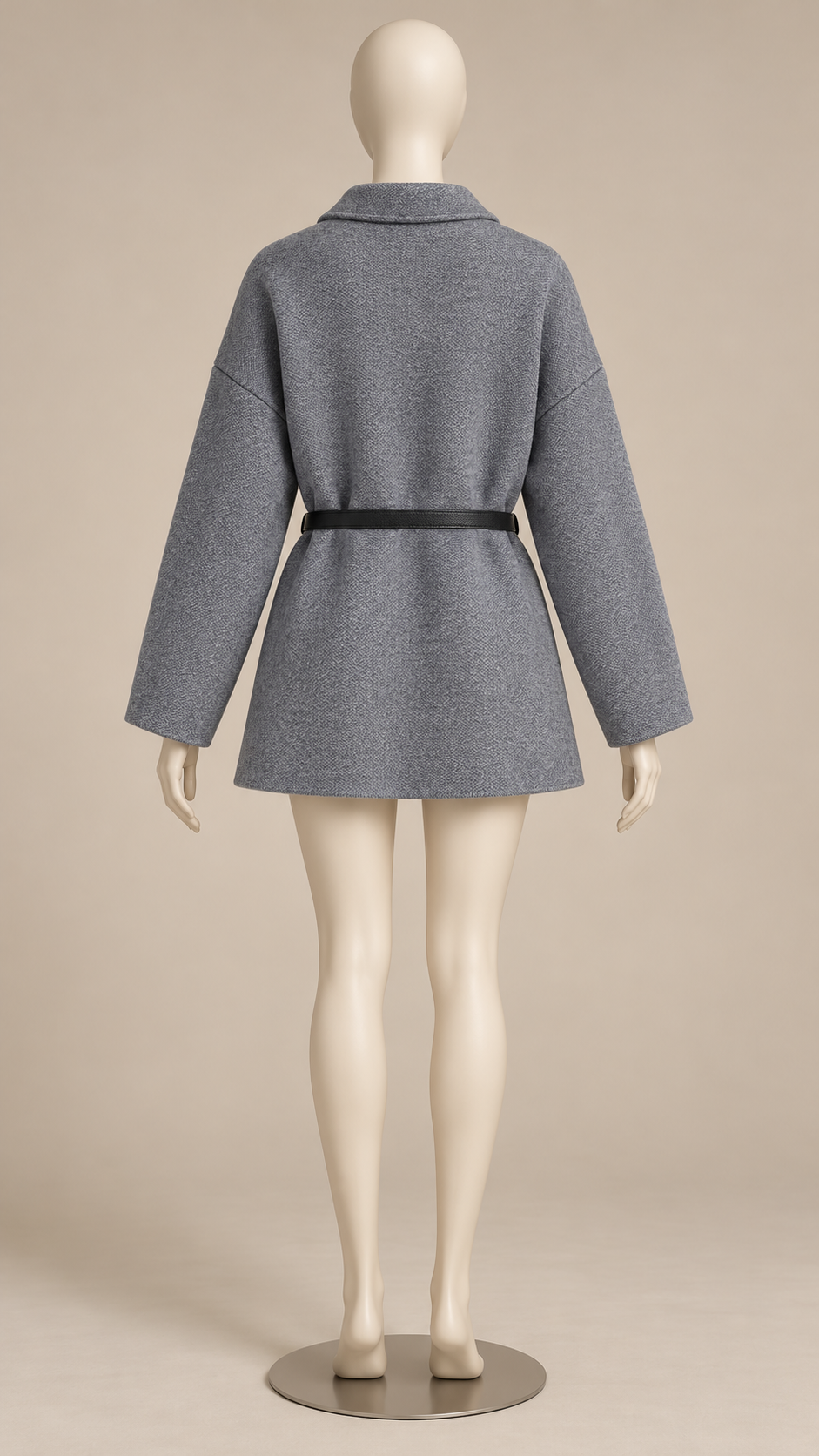 Philippine Sash-Belt Cardigan — Gray mannequin back