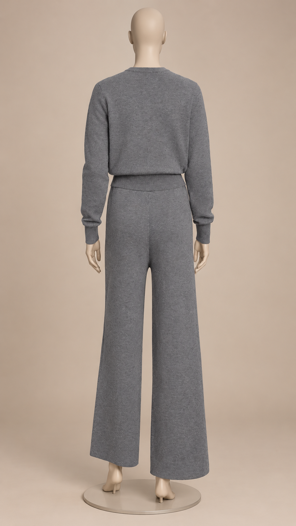 Ottoline Ribbed Cardigan Set — Gray mannequin back