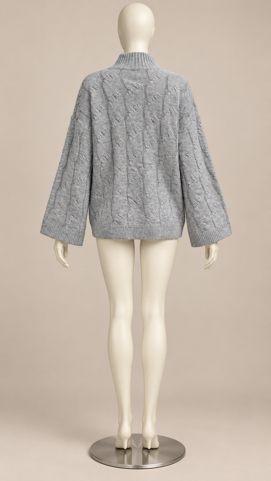 Bettina Cable Sweater — Gray mannequin back