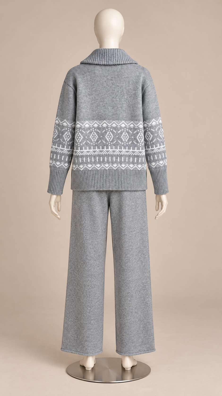 Ingeline Fair Isle Knit Set — Gray mannequin back