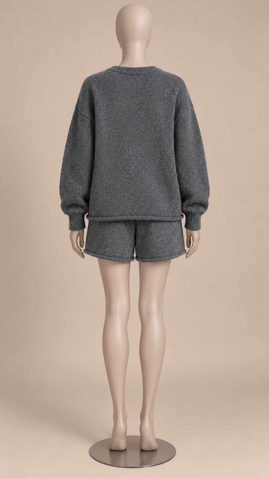 Mafalda Roll-Edge Knit Set — Gray mannequin back