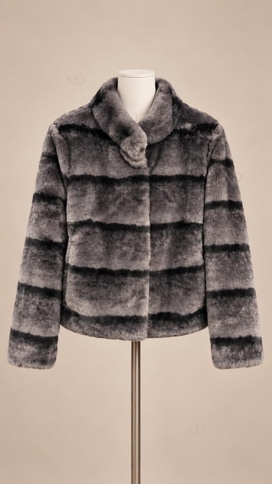 Sabine Faux Chinchilla Coat — Gray mannequin front