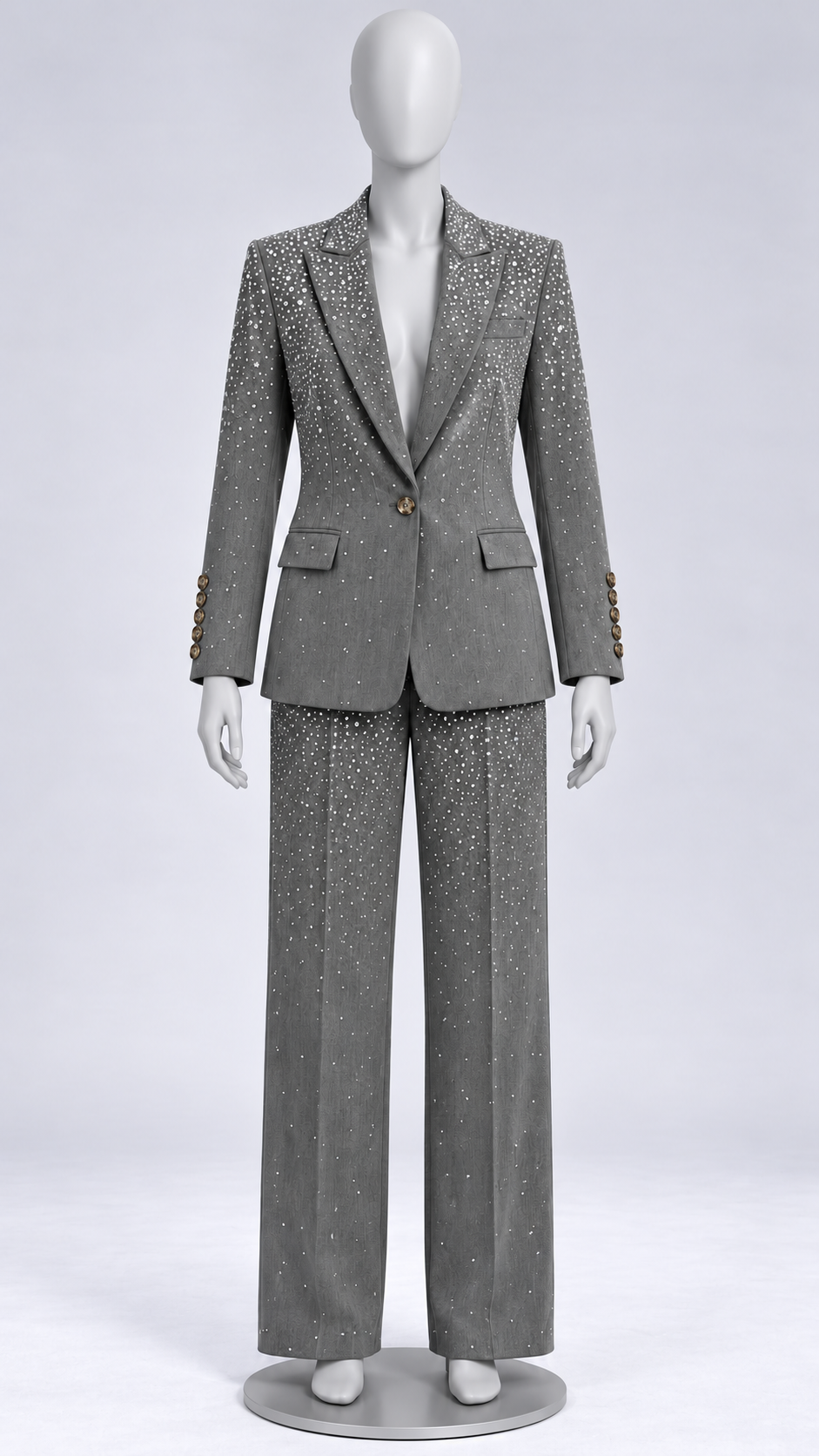 Fenella Crystal-Speck Suit — Gray mannequin front