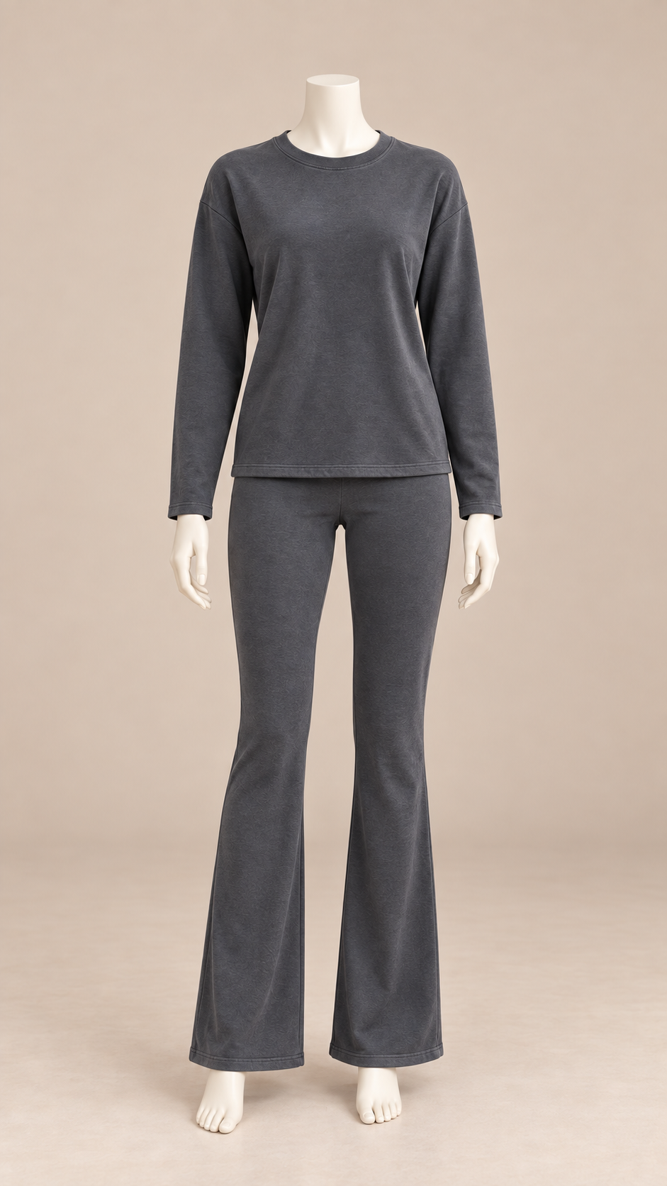 Noor Tie-Waist Set — Gray mannequin front
