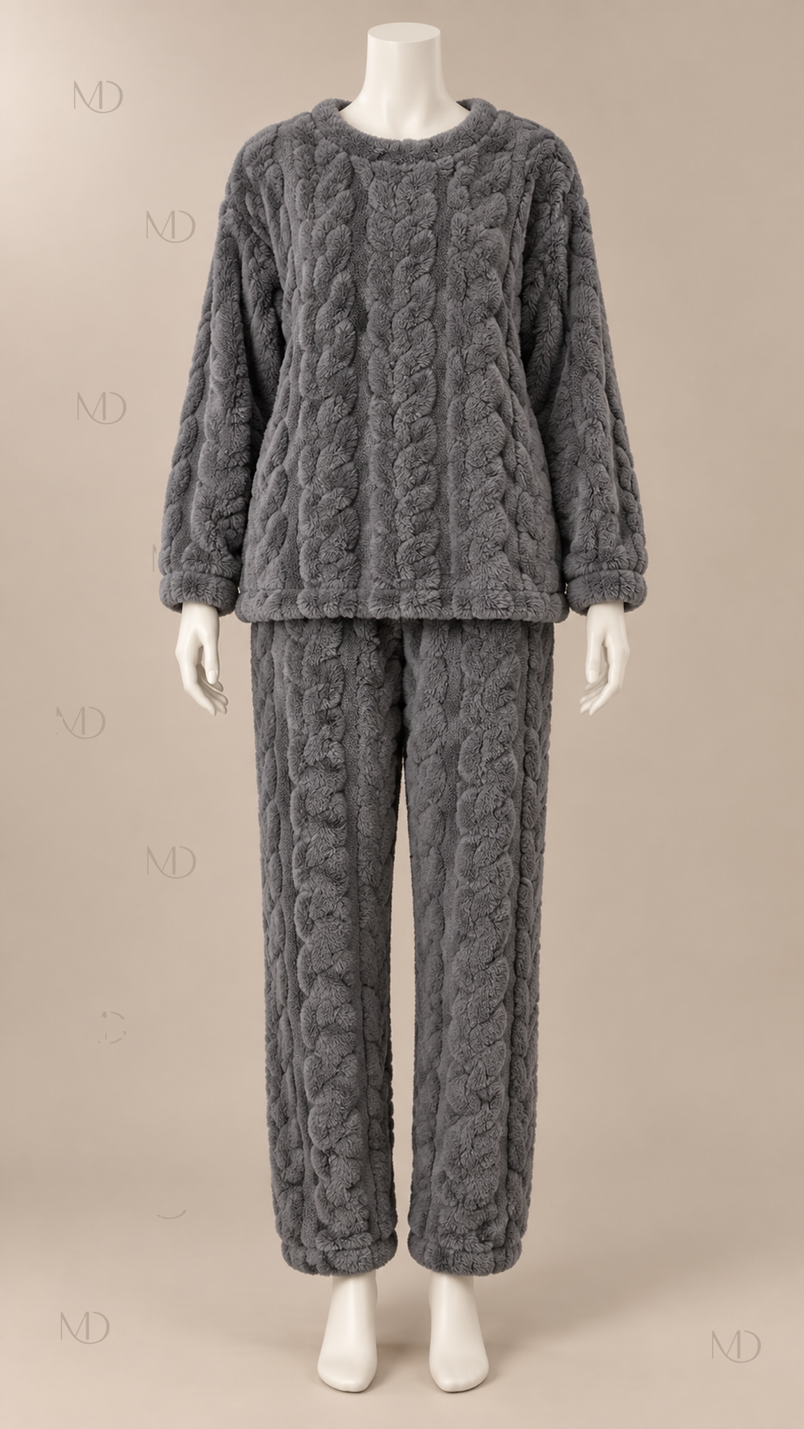 Nova Fleece Pajama Set — Gray mannequin front