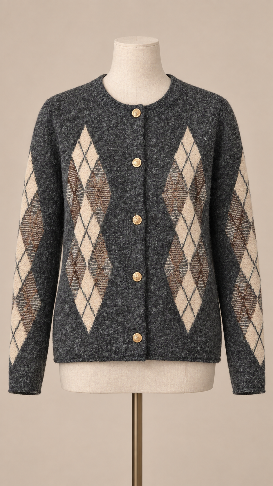 Tamsin Argyle Cardigan — Gray mannequin front