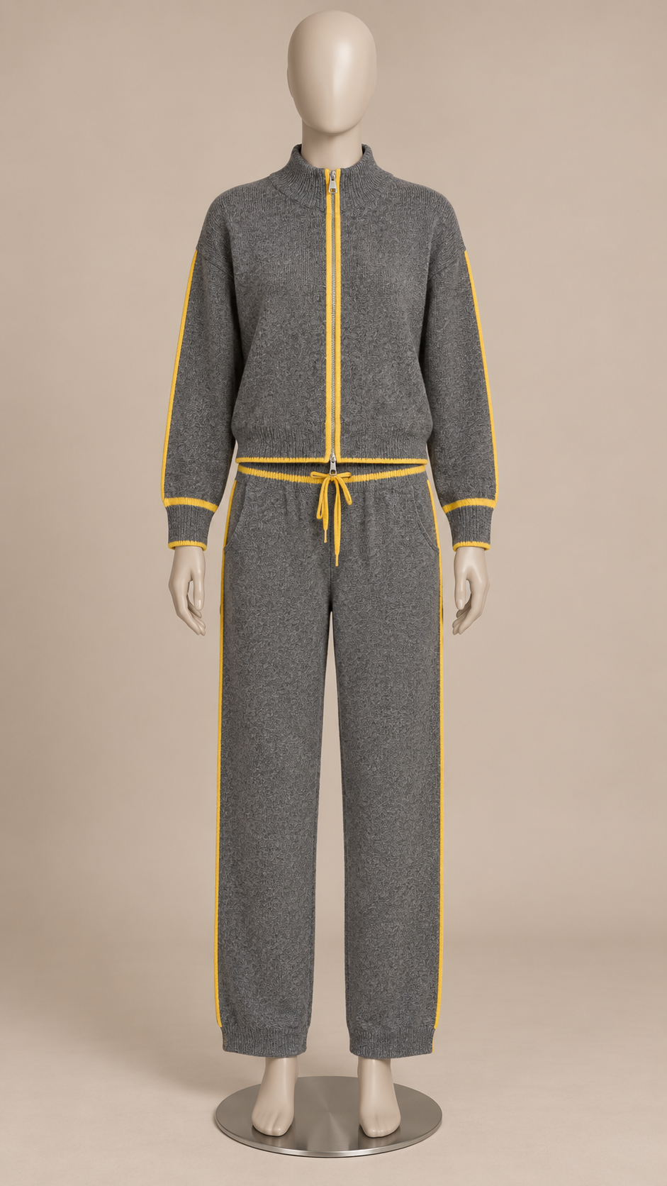 Henrietta Piped Knit Set — Gray mannequin front
