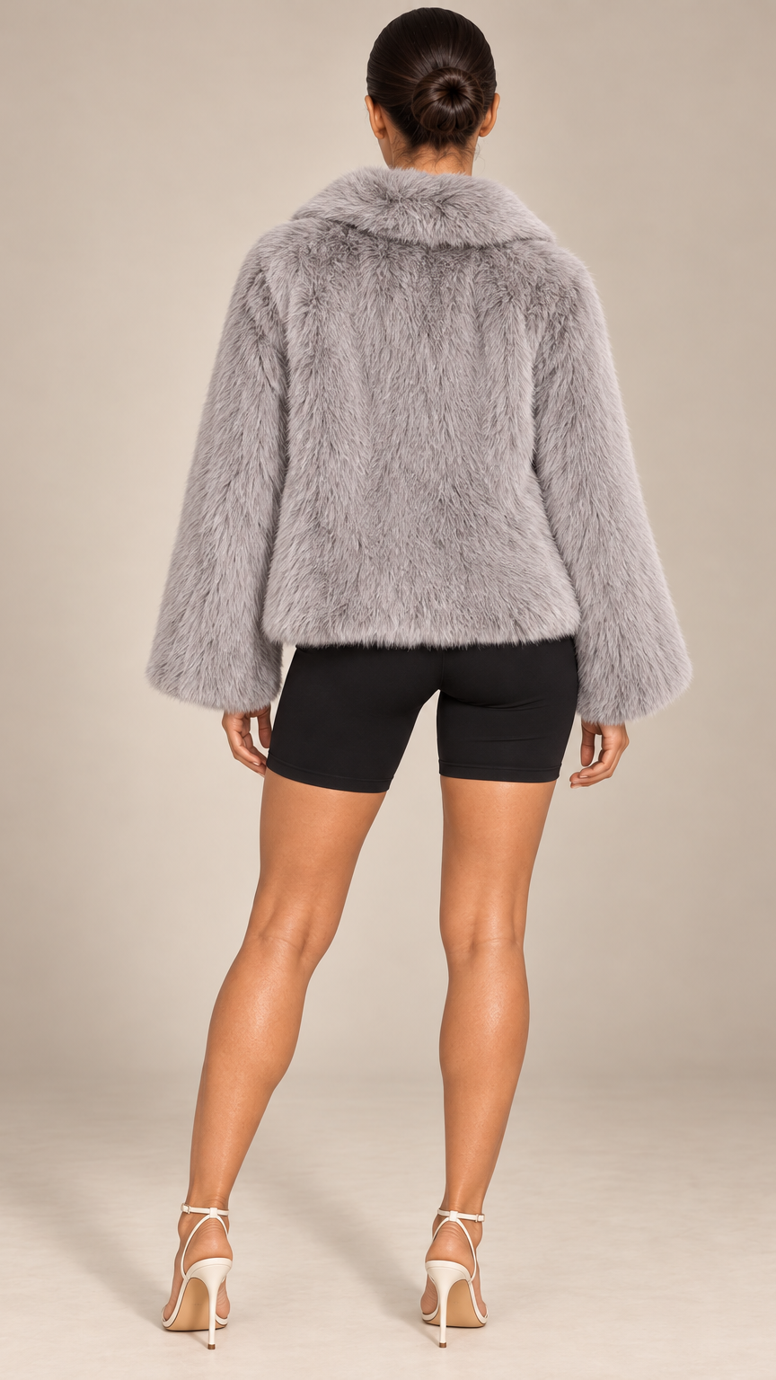 Josette Lapel Jacket — Gray model back