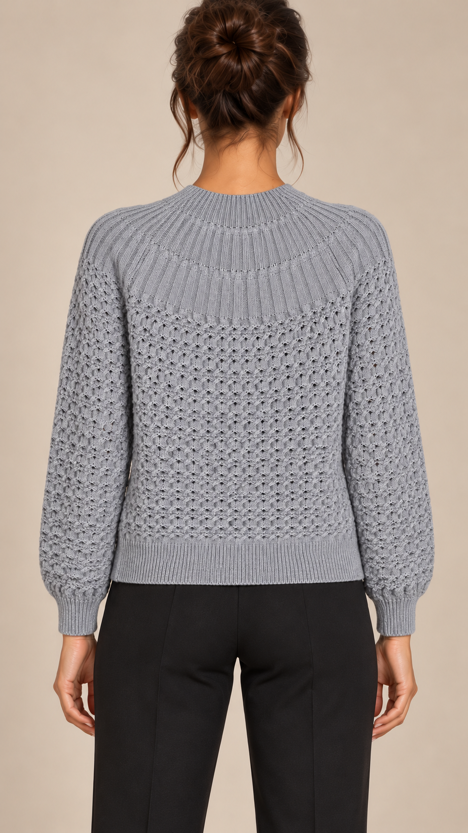 Astrid Honeycomb Cardigan — Gray model back