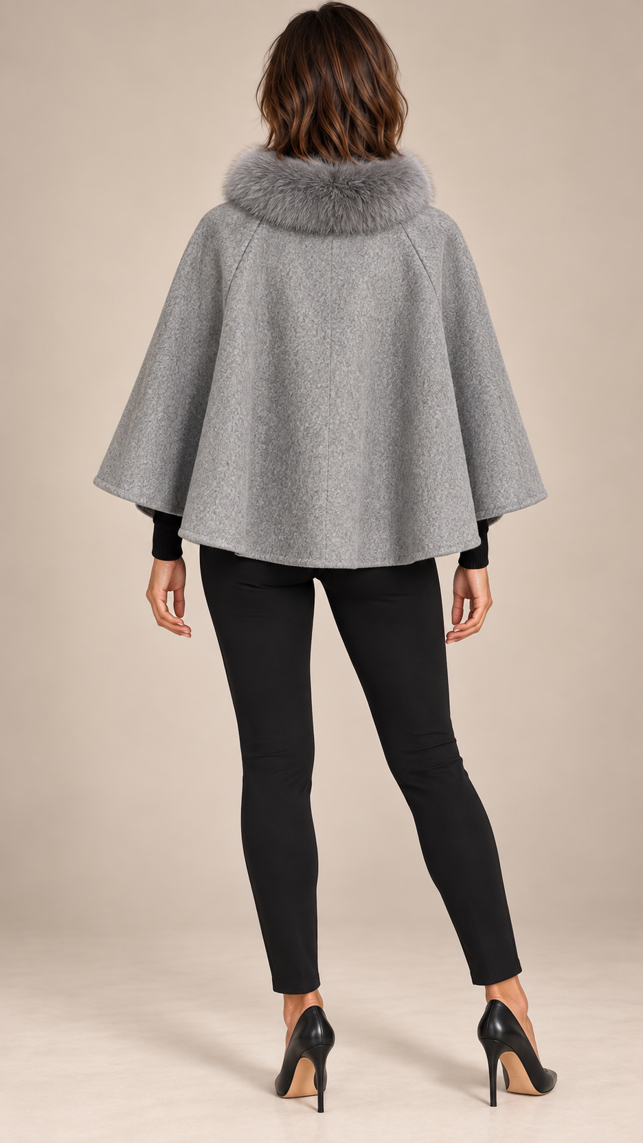 Colette Cape Coat — Gray model back