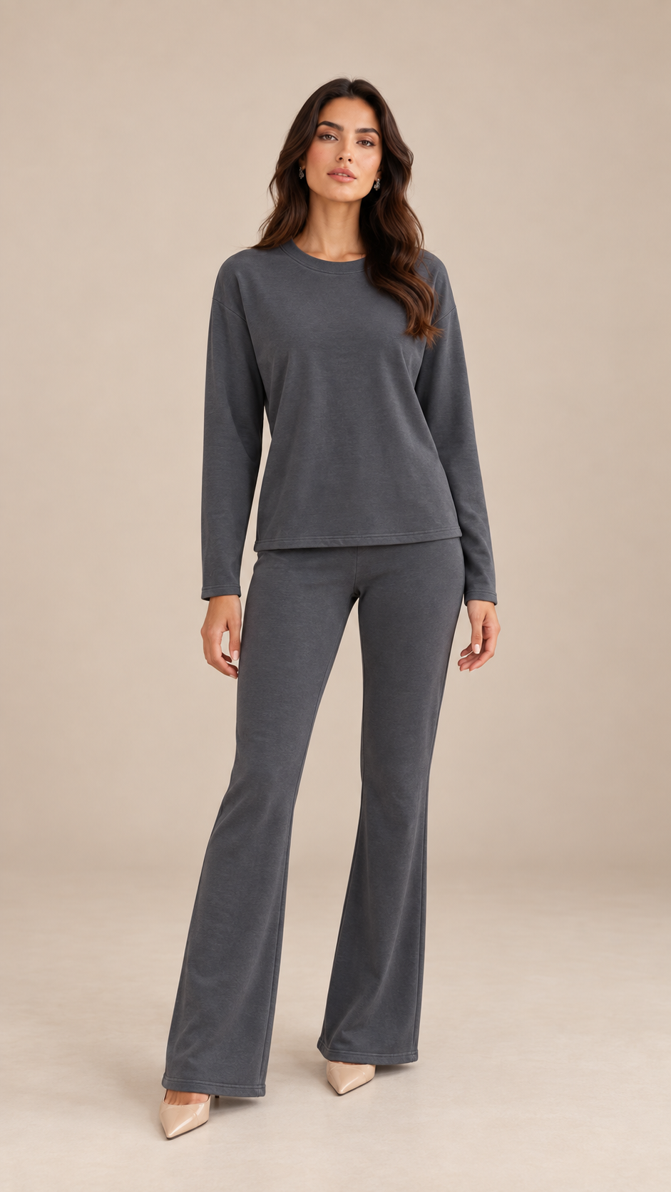 Noor Tie-Waist Set — Gray model front