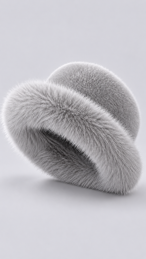 Liliane Mink-Brim Bucket Hat — Gray product only