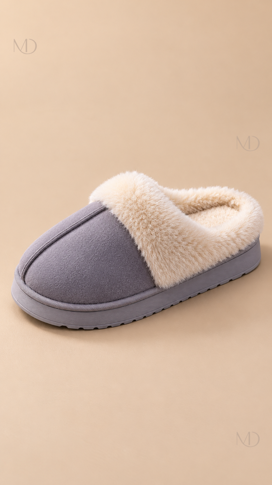 Ysaline Suede Slipper — Gray shoe detail