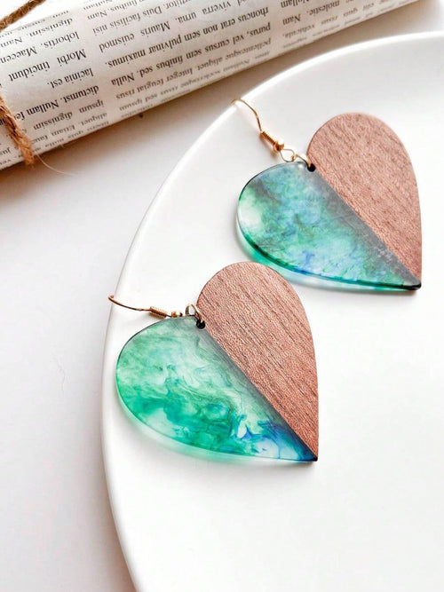 Green Heart Earrings