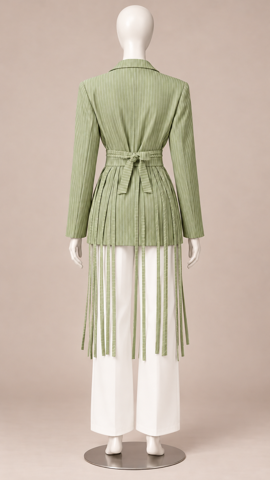 Solenne Tassel-Tie Blazer — Green mannequin back
