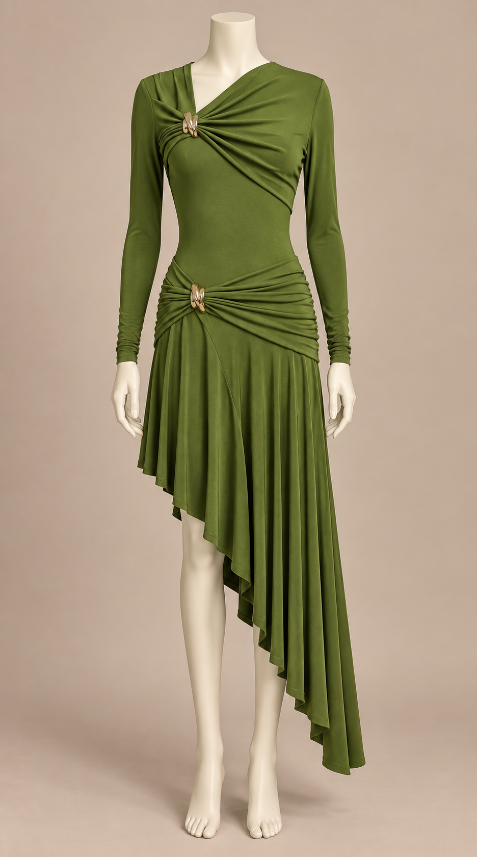 Esme Cascade Hem Maxi — Green mannequin front