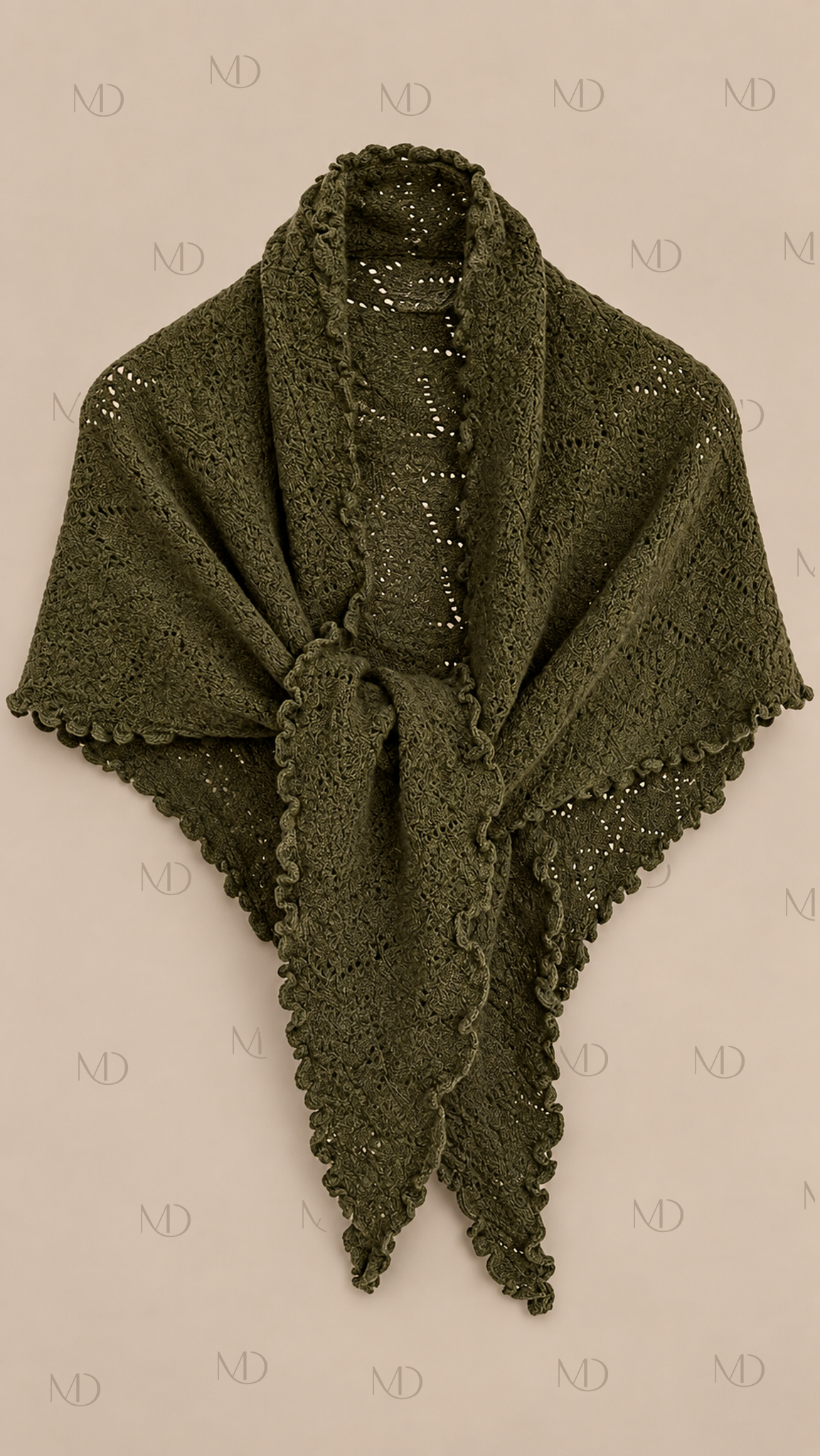 Elowen Pointelle Triangle Scarf — Green product only