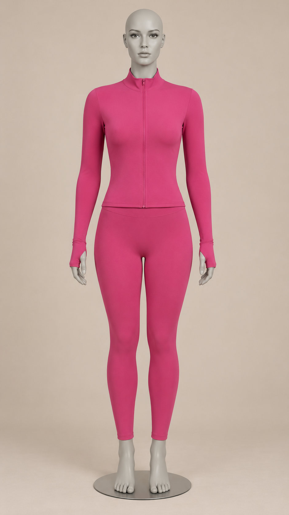 Kalinda Thumbhole Active Set — Hot Pink mannequin front