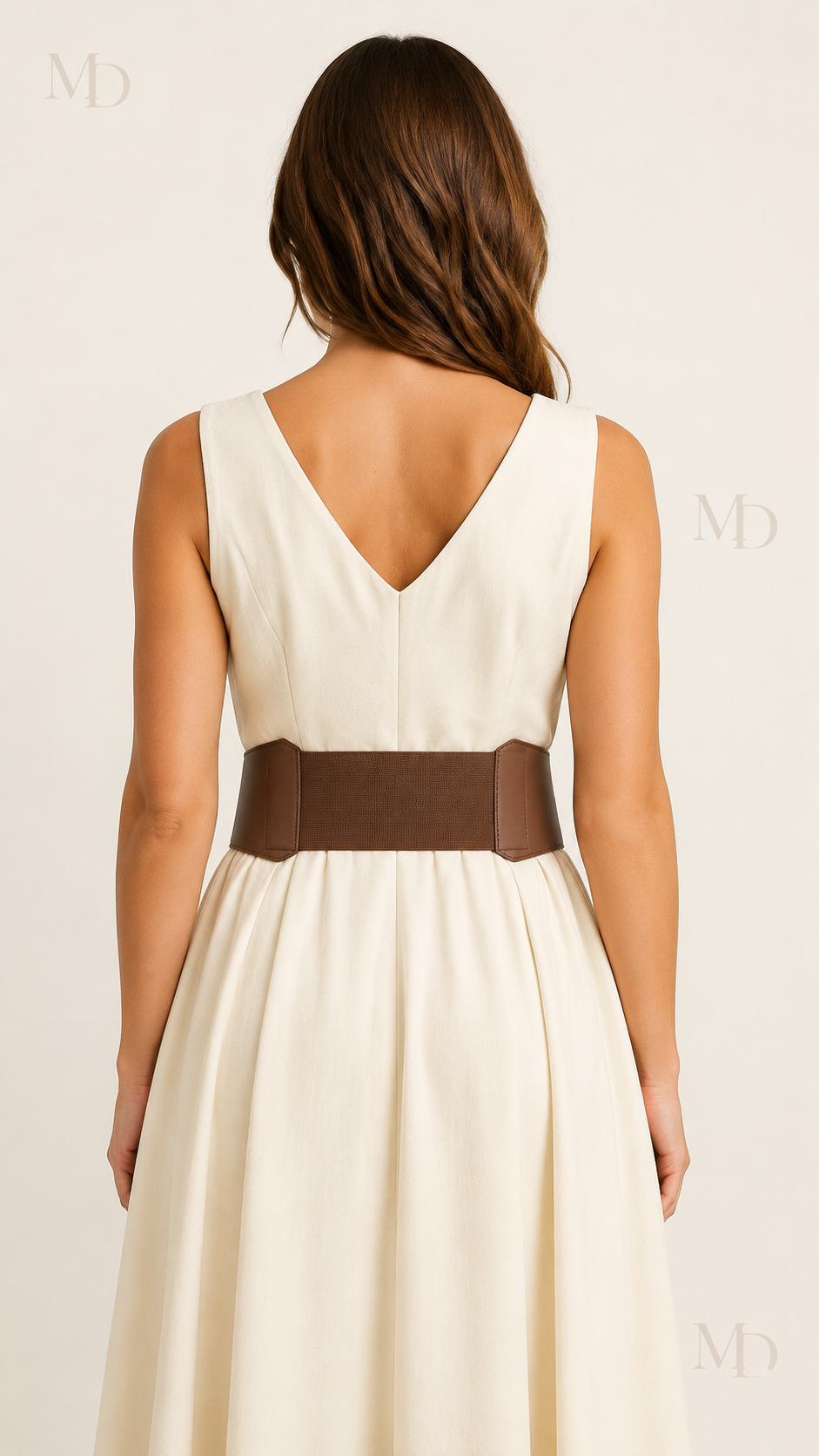 MD Fashionwear automated - Ines Wide Corset Belt - Brown - model back
