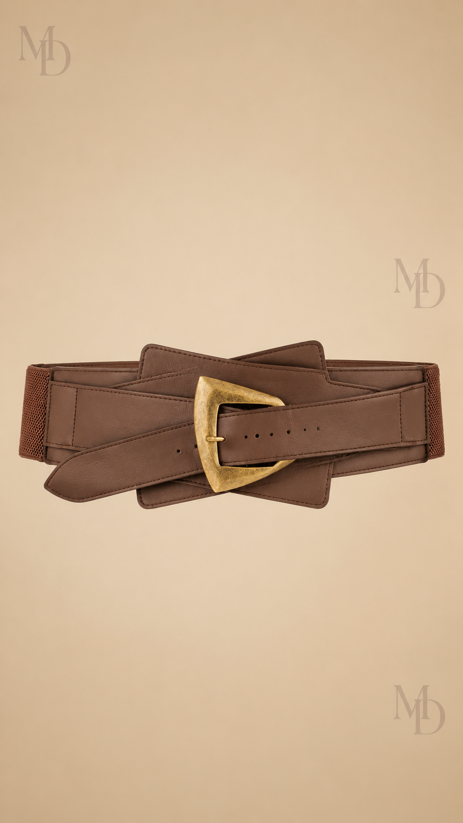MD Fashionwear automated - Ines Wide Corset Belt - Brown - product front