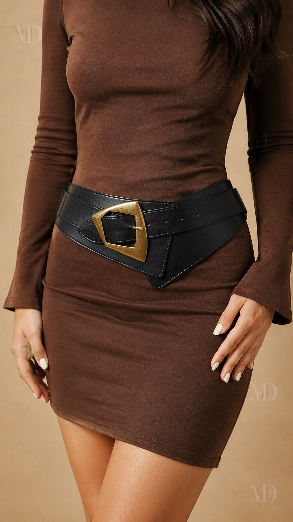 MD Fashionwear automated - Ines Wide Corset Belt - model front