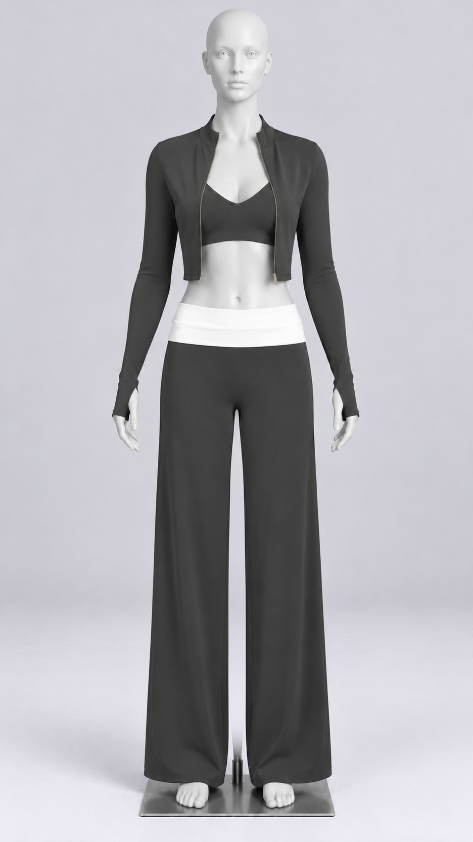 Odessa Colorblock Yoga Set — Inkstone Gray mannequin front