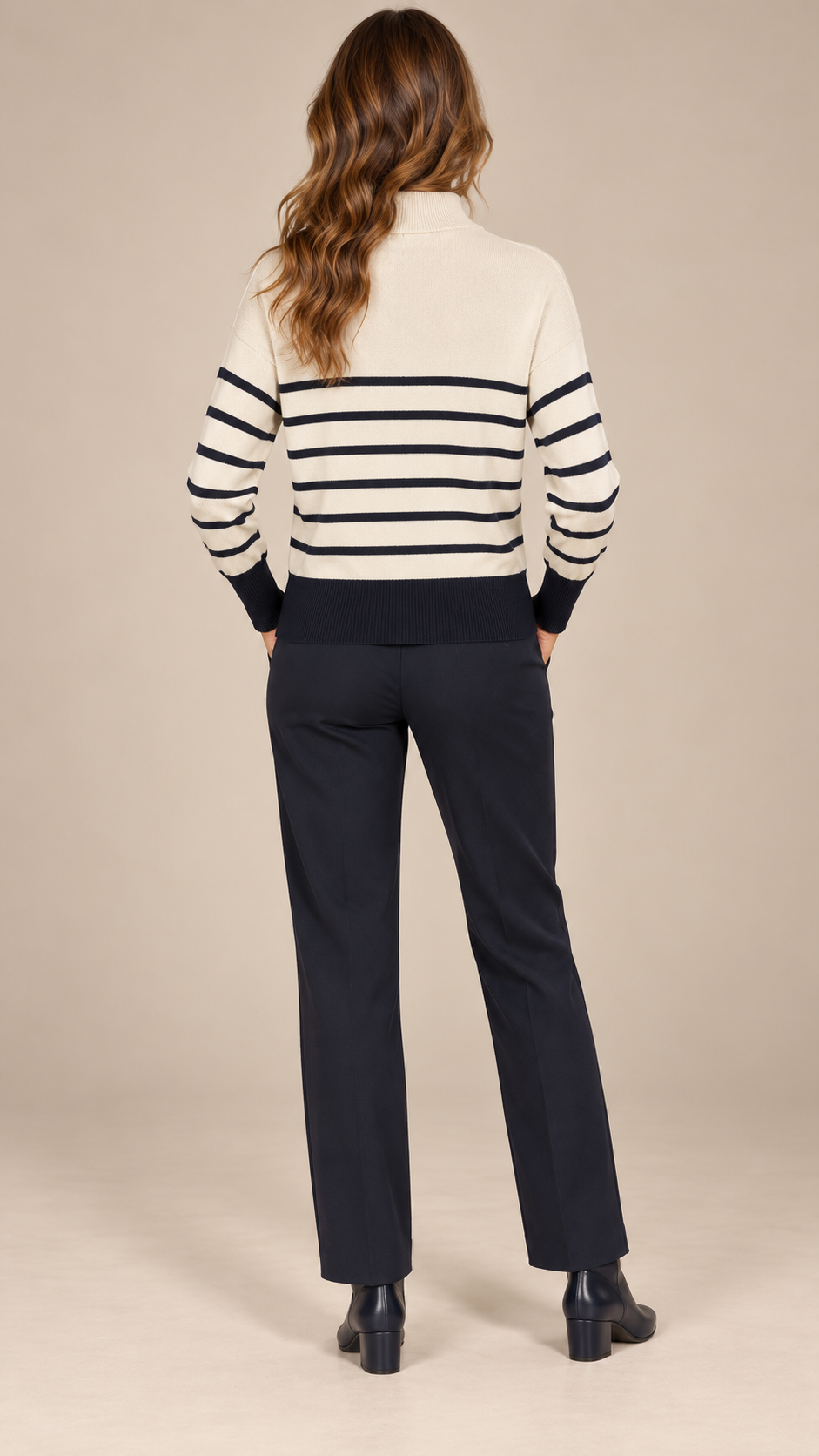 Tatiana Funnel-Neck Sweater — Ivory model back