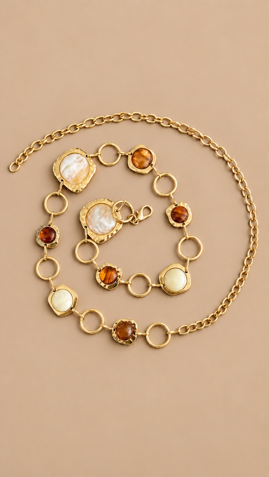 Marjolaine Cabochon Chain Belt — Ivory product only