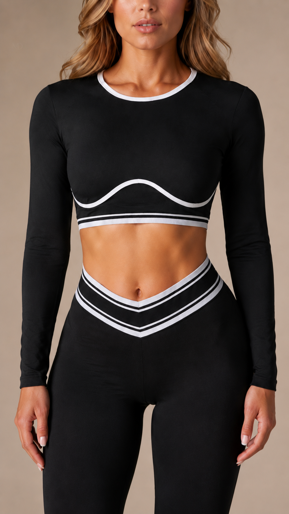 Kaia Yoga Two Piece Set in Black - detail view