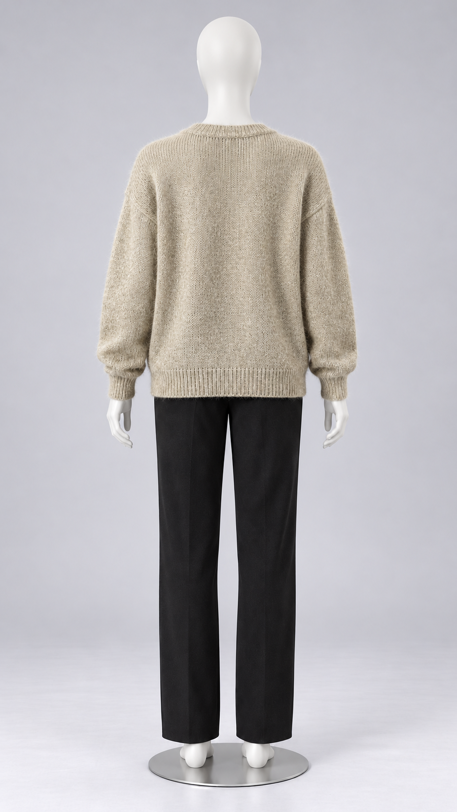 Celestine Shell-Button Cardigan — khaki mannequin back