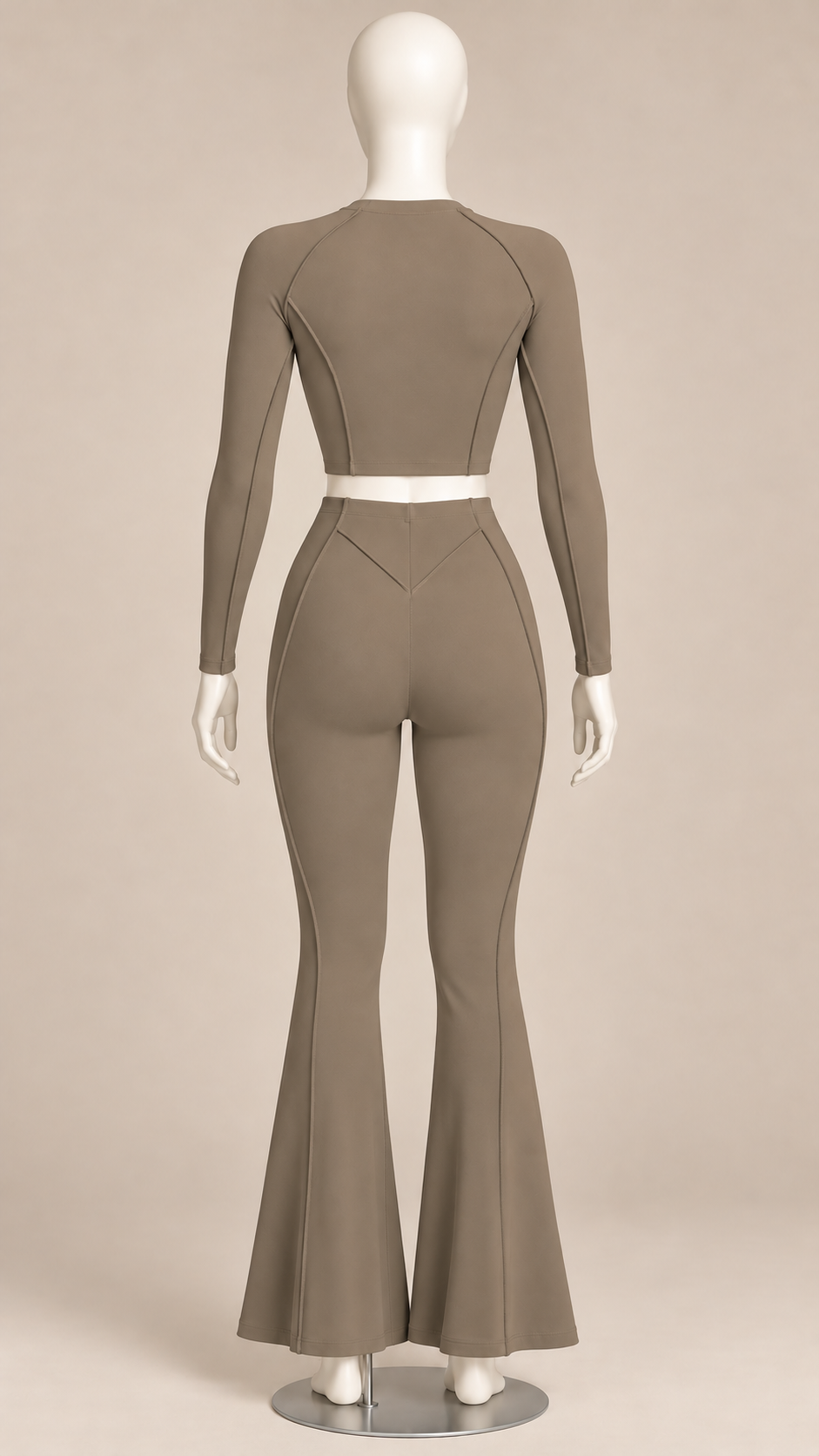 Tindra Seamline Flare Set — khaki mannequin back