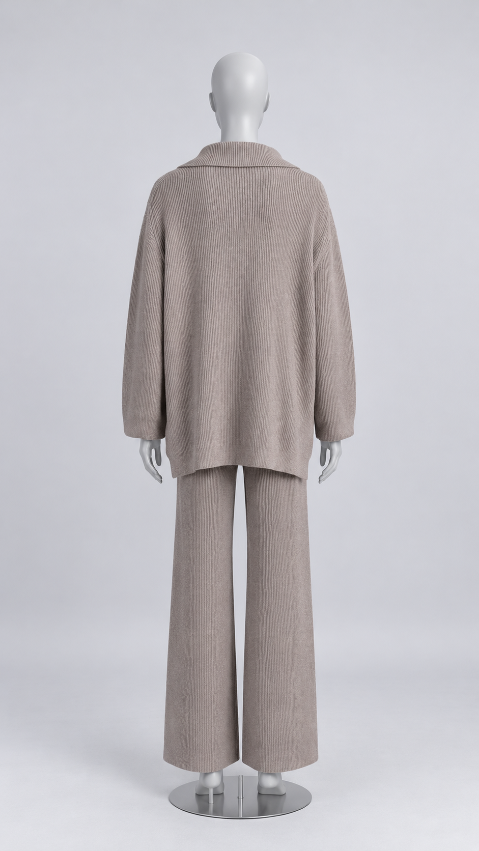 Elettra Half-Zip Knit Set — khaki mannequin back