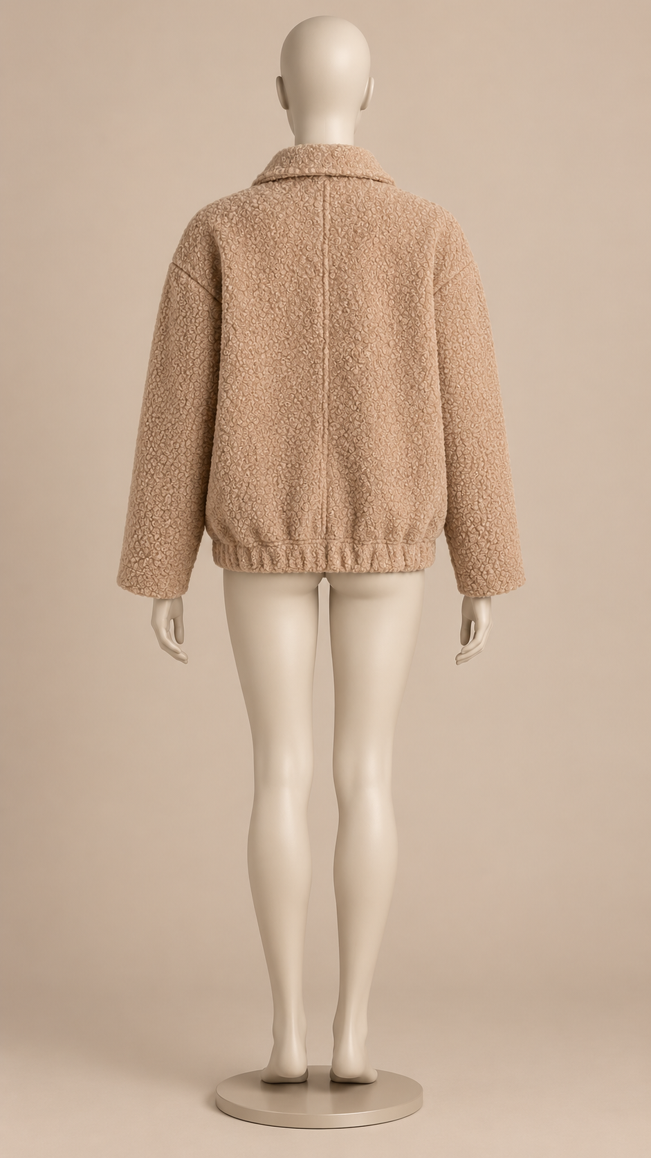 Allegra Teddy Shirt Jacket — khaki mannequin back